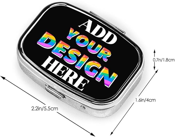 Custom Pill Box, Medicine Pill Organizer Case Container Travel Pill Holder Vitamin for Purse Med Wallet Portable Mini Pastillero Square, Black, Personalized Gifts