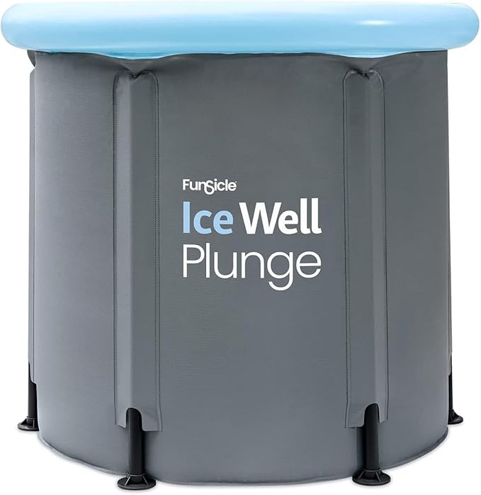 Funsicle Ice Well Cold Plunge Tub, Portable Recovery Ice Bath, for Athletes & Adults, 80 Gallon Triple Layer Outdoor Plunge Pool with Thermometer, Cover & Storage Bag