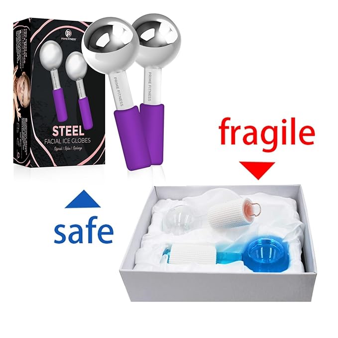 Ice Globes for Facials, Unbreakable Steel Cooling Roller, Cryo Sticks for Face, Massager for Face, Neck & Eyes, Skin Care for Dark Circles, Puffiness, Wrinkles, Collagen Production (Purple)