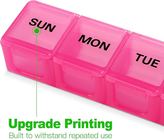 Pill Organizer 2P Pink XL Extra Large Weekly and Daily Pill Cases for Pills/Vitamin/Fish Oil/Supplements - 2P