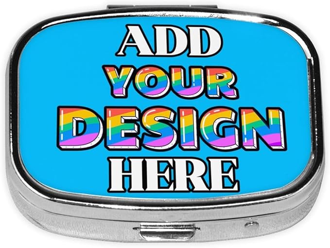 Custom Pill Case, Medicine Pill Box Organizer Container Travel Pill Holder Vitamin for Purse Med Wallet Portable Mini Pastillero Square, Deep Sky Blue, Personalized Gifts