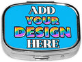 Custom Pill Case, Medicine Pill Box Organizer Container Travel Pill Holder Vitamin for Purse Med Wallet Portable Mini Pastillero Square, Deep Sky Blue, Personalized Gifts