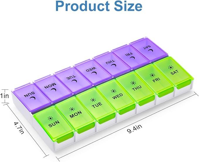DANYING Extra Large Pill Organizer 2 Times a Day, XL Weekly Pill Box, AM PM Pill Case, Pill Container 7 Day, Vitamin Case Twice a Day