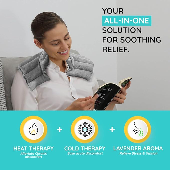 Heating Pad Solutions - Neck & Shoulder Microwavable Relaxer - Upper Back & Neck - Reusable Heating Pad - 3 XL Packs