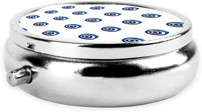 Evil Eyes Printed Round Travel Pill Box Cute Small Metal Pocket Pill Case for Men & Women 3 Compartment Portable Pill Organizer for Purse or Pocket