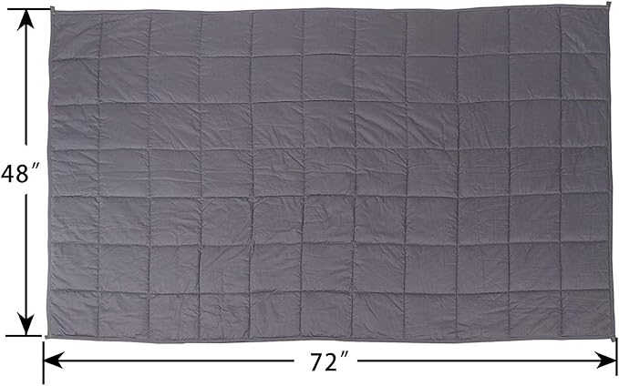 JungleA Weighted Blanket for Adults(15lbs,48"x72",100% Cotton,Grey),Cooling and Breathable Heavy Blanket with Safety Beads for Teens,Women, Men, Kids,Suitable for All-Season