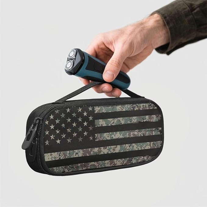 Rnyleeg American Flag Diabetic Bags for Supplies Army Green Camo Insulin Cooler Travel Case Portable Diabetic Travel Case for Insulin Pens Diabetes Supply Case with Handle