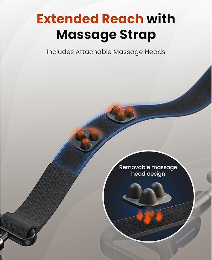 BOB AND BRAD Massage Gun with Massage Strap for Hard to Reach - Dual-Mode Percussion & Compression Massager for Muscle Recovery, Pain Relief in Back & Shoulders, FSA-HSA Eligible, Pain Relief Gift