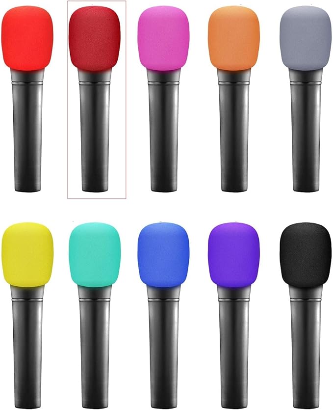 Fielect 2Pcs Microphone Cover Sponge Foam Mic Cover Handheld Microphone Windscreen Shield Protection Micro Foam Filter Wine Red for KTV Broadcasting