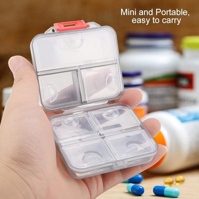 7 Grids Weekly Portable Medicine Storage Box Foldable Drug Case Tablet Organizer for Travel (Gray)