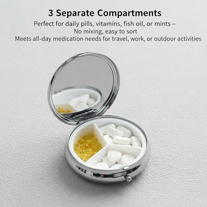 German Shepherd Dog Art Small Box for Pill,3 Compartment Pill Case Travel Medicine,Portable Pocket or Purse Pill Organizer Container Holder Hold Vitamins, Medication, Fish Oil Supplements