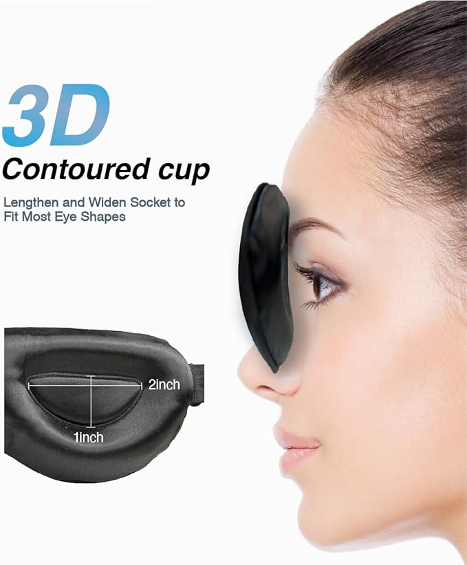 PROMEED 23 Momme Mulberry Silk Sleep Mask - Ultra Soft No-Pressure 3D Contoured Eye Mask with Eye Cups, Adjustable Blackout Sleeping Mask for Women & Men (Light Grey)