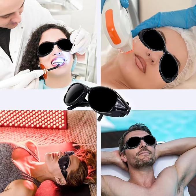 Professional Red Light Therapy Goggles, Infrared & LED Red/Blue Light Protection