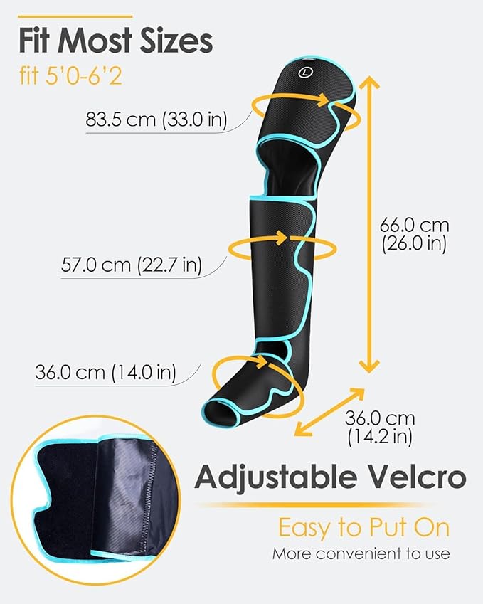 SLOTHMORE Leg Massager with Heat and Air Compression, Foot Calf & Thigh Massage for Circulation and Pain Relief, Sequential Compression Device for Swollen Legs, 3 Intensities 6 Modes