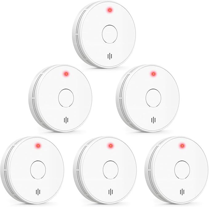 Smoke Alarm with LED Indicator with Mute Button, Fire Alarm Smoke Detector with Built-in 10 Year Battery, Model VS02