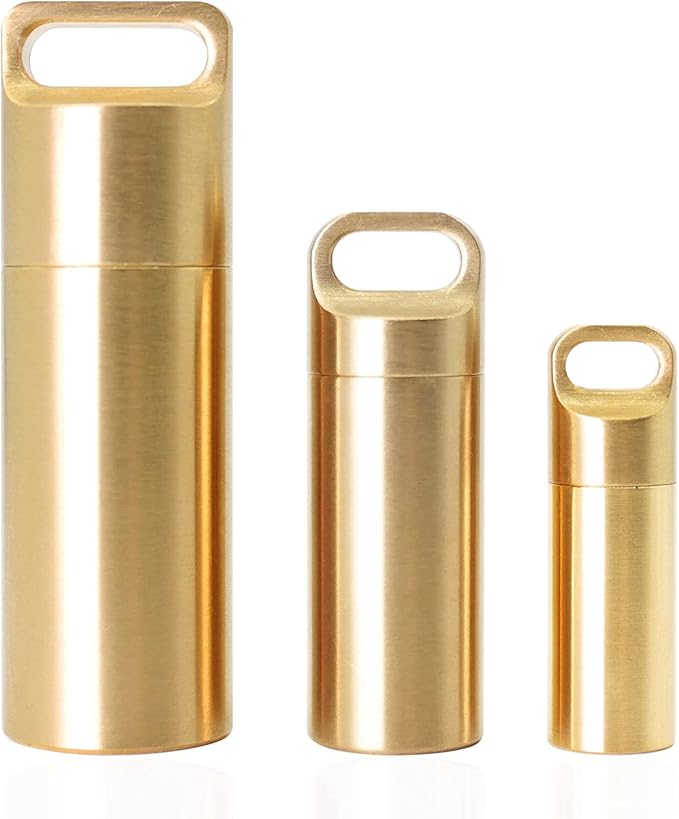 PPFISH 3 Air-Tight EDC Accessory Case, Pill Fob Capsule Keychain, Waterproof Match Case Battery Holder, Outdoor Survival Storage Metal Container Dry Box