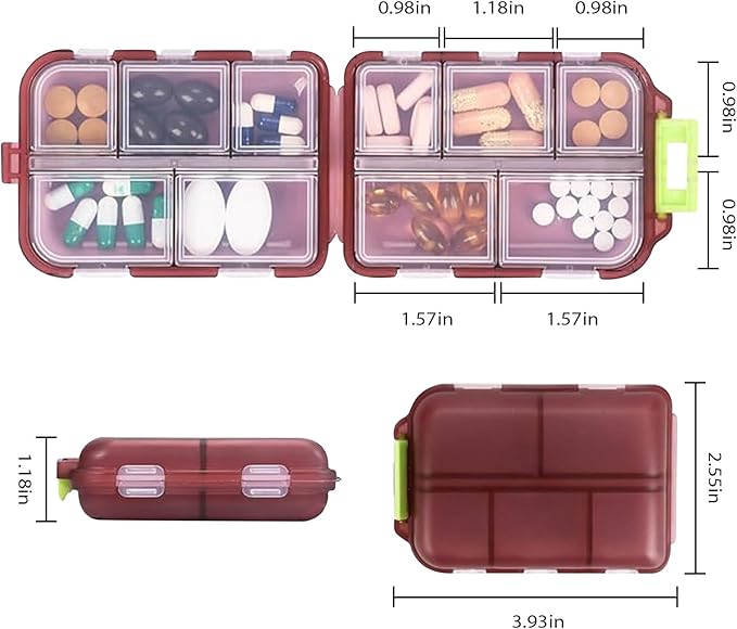 INVODA 7-Day Pill Organizer with Medicine Labels Travel Pill Case Compact, Portable Medication Organizer for Daily Use (3.7 x 2.4 x 1.18 Inches)