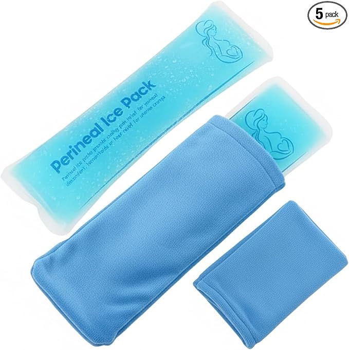 Perineal Cooling Pad, Postpartum Cold Packs Gel Bead Ice Pack Cold Therapy for Women After Pregnancy and Delivery, 2 Ice Pack and 3 Cover (Blue Gel Ice Pack)