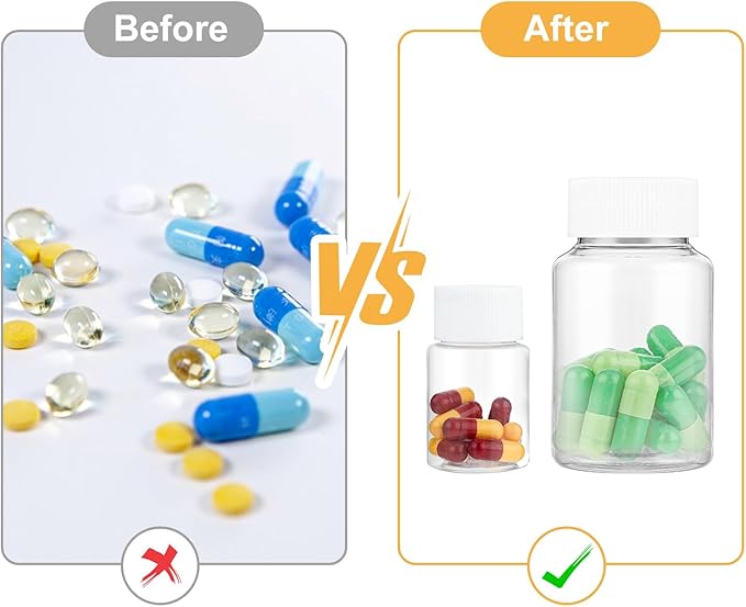 6 Pcs Clear Pill Bottle 30ml/80ml Plastic Medicine Containers Sample Jar with Caps Refillable Tablet Storage Holder Empty Reagent Chemical Organizers Small Travel Pill Cases for Liquid Solid