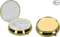 kwmobile 3 Compartment Pill Box - Set of 2X Stainless Steel Travel Box Organizer for Tablets and Prescriptions - Gold