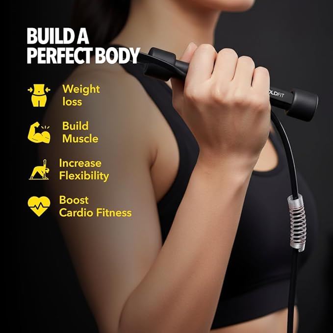 Boldfit Skipping Rope for Men and Women Jumping Rope With Adjustable Height Speed Skipping Rope for Exercise, Gym, Sports Fitness Adjustable Jump Rope-Pencil