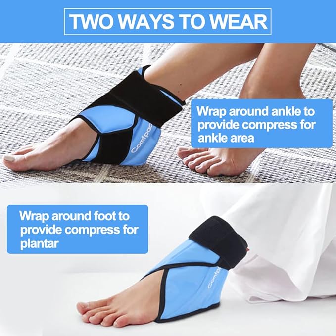 Ankle Ice Pack Wrap for Swelling, Heel Ice Pack for Pain Relief, Hot Cold Therapy Cold Pack for Plantar Fasciitis, Achilles Tendonitis, Ankle Sprain, Foot Pain, 2Packs
