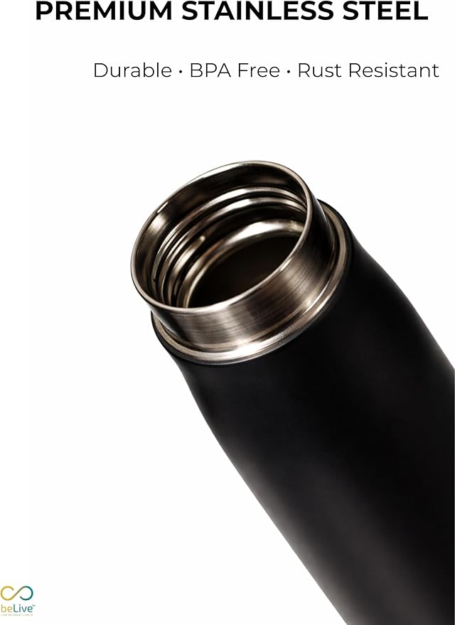 BeLive Smart Water Bottle, Black, Digital Hydration Tracking, Live Without Limits Collection