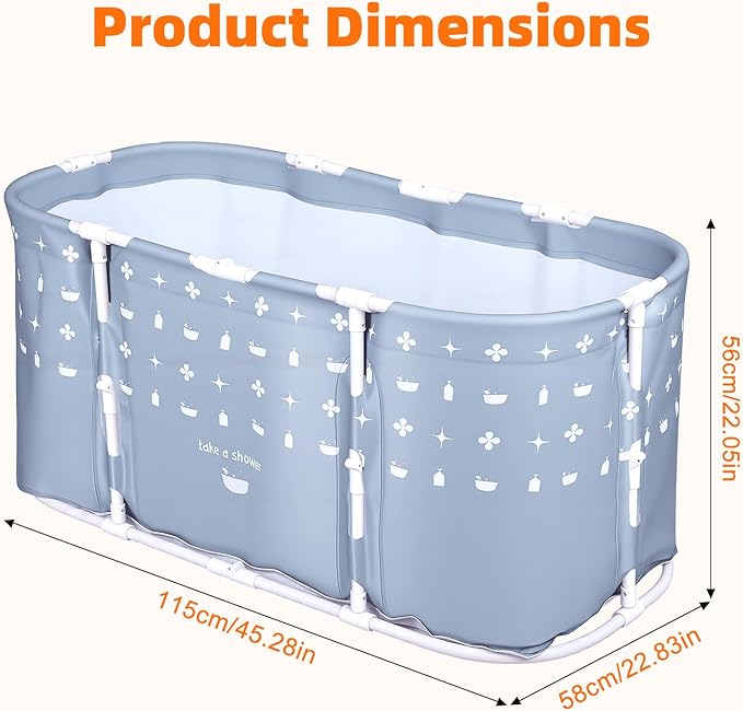 Portable Bath Tub No Installation, Foldable Bath Tub for Adults, Collapsible Adult Soaking Tub for Shower Stall, No Installation Ice Bath and Hot Bath for Indoor Small Bathroom Use