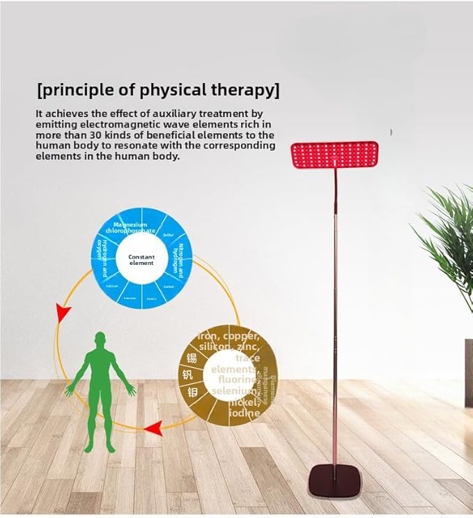 Body and Facial red Light Therapy, 660nm 850nm Infrared red Light Treatment lamp Equipment, extendable Floor-Standing Type, with a Large Panel and a Stable Stand at Home.