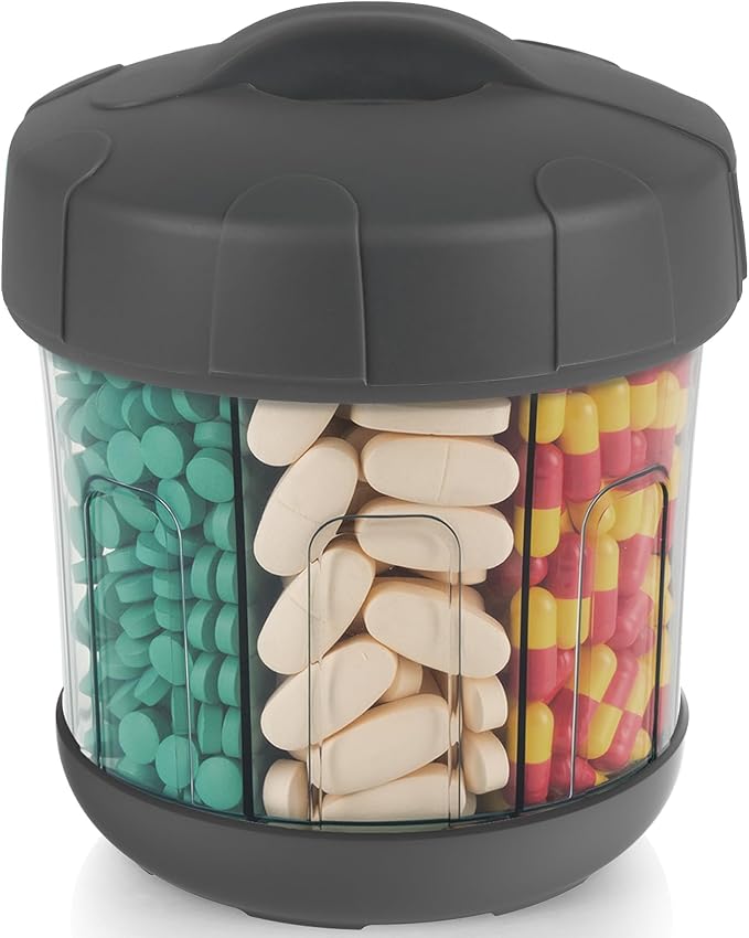 Mossime Extra Large Pill Organizer with TPU Soft Lid, Easy Open Pill Dispenser Medicine Organizer, One Month Travel Vitamin Supplement Pill Box, 7 Compartments Medication Pill case Container
