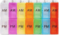AM/PM Color Coded Weekly Medication Planner with Tray - Each Twice a Day Daily Pill Box is Removable and a Different Color - Easy to Use Pill Organizer (AM/PM)