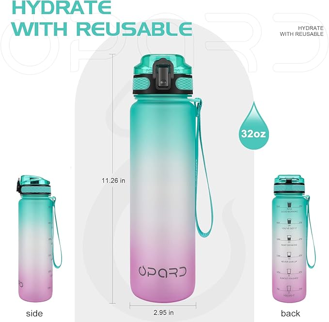 Opard 30oz/32oz Sports Water Bottle with Leak Proof Flip Top Lid BPA Free Tritan Reusable Plastic for Gym and Outdoor, Travel Water Bottle