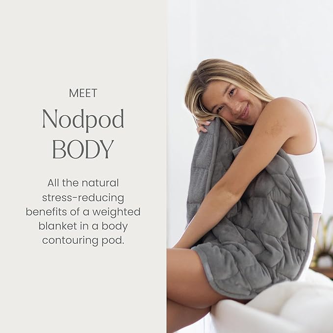 nodpod Body 6.5lb Patented Compact Weighted Blanket I Perfect for Relaxation, Sleeping & Travel l I Glass Bead Filled, Machine Washable (29" x 24") - Elephant Gray