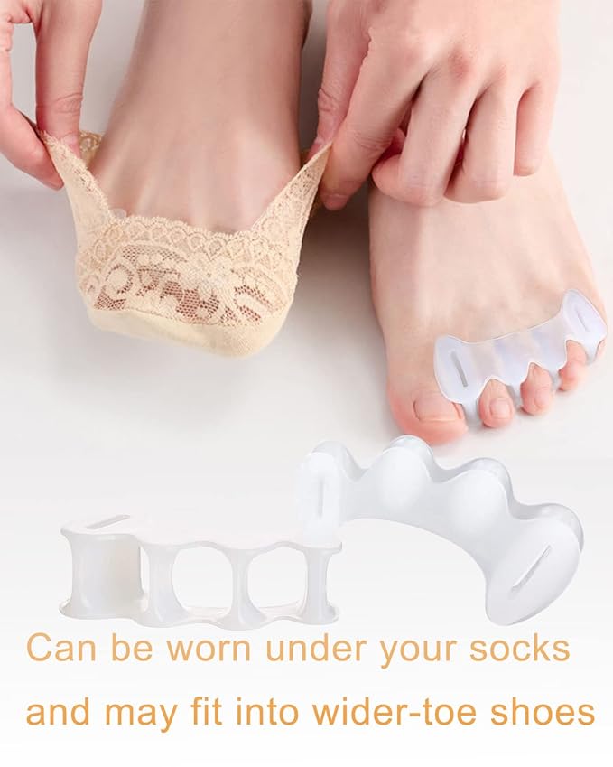 2Pairs Toe Separators Toe Spacers for Women Men to Correct Bunion, Relieve Feet Pain, Foot Alignment, Toe Straighteners for Hammertoes, Plantar Fasciitis (L, Women Shoe Size 13+, Men:11.5+)