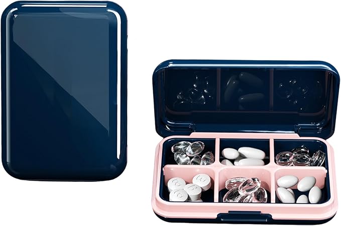 Pill Box, Large Pill Case Organizer Pocket Daily Pill Container Medication Travel Case Pill Holder Portable Medicine Case Medicine Organizer for Pill Vitamin（Blue）