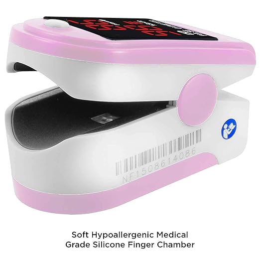 ® FL400P Pulse Oximeter with Carrying Case, Batteries, Neck/Wrist Cord - Pink