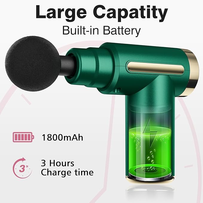 cotsoco Massage Gun Deep Tissue for Pain Relief with 4 Massage Heads & 6 Speeds, Electric Mini Handheld Body Massager for Any Pain Relief, Best Gifts for Men and Mom
