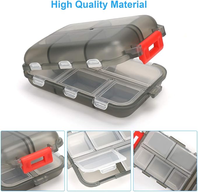 2PCS Travel Pill Organizer Box, Portable Pill Case, Pill Box Dispenser, with 10 Compartments for Different Medicines