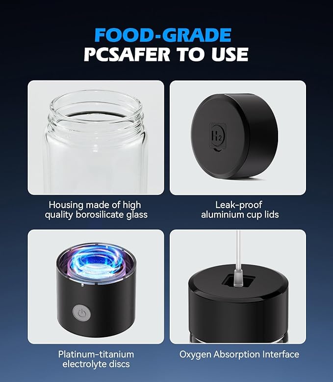 4.0 Upgrade Hydrogen Water Bottle & Hydrogen Absorption 【SGS Certification - 5000PPB】【NO.1-100% Odorless】 Hydrogen Water Bottle - 2025 SPE PEM Technique, Double Hydrogen Content 2PCS