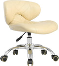Pedicure Stool Hydraulic Height Adjustable with Back Support for Nail Salon Manicure Tech Pedicure Spa (Beige)