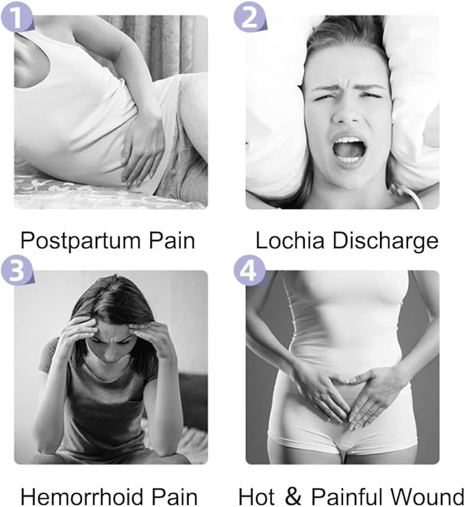 Reusable Perineal Ice Packs for Postpartum & Hemorrhoid Pain Relief, Hot & Cold Pack for Women After Pregnancy, 2 Ice Pack and 3 Cover. (Pink)
