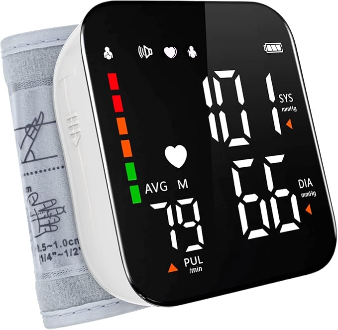 Wrist Blood Pressure Monitor Automatic Talking Wrist Blood Pressure Cuff Digital Full Screen LED Display Bp Machine Adjustable Bp Cuff Voice Broadcast Health Care for Home Use
