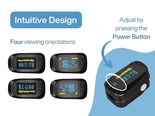 Professional Fingertip Pulse Oximeter, Pulse Monitor, Blood Oxygen Monitor, Oxygen Meter for Sports with Lanyard