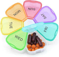Quacc Cute Weekly Pill Organizer Travel 7 Day Portable Round Floral Pill Case Box Pill Container Medcine Holder for Large Vitamin Fish Oil Pill Medication Supplement Storage - Rainbow