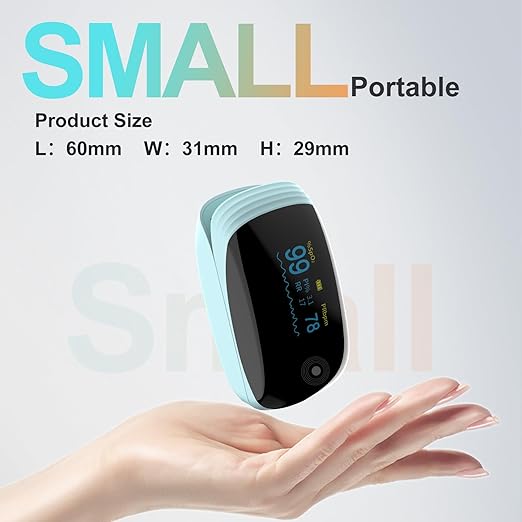 Fingertip Pulse Oximeter, Ox with Respiration Rate Monitoring, Heart Rate, PI & RR Measurements, Fast Spo2 Reading Rechargeable Blood Oxygen Monitor with OLED Display, 6 View Modes & 4-Direction Rotation(Blue）