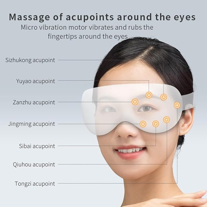 Eye Massager with Heat and Cooling for Migraines, Eye Mask with Bluetooth, Smart Sleep Mask for Dry Eyes Relax, Reduce Strain Massage Equipment for Mom Dad Women Men.