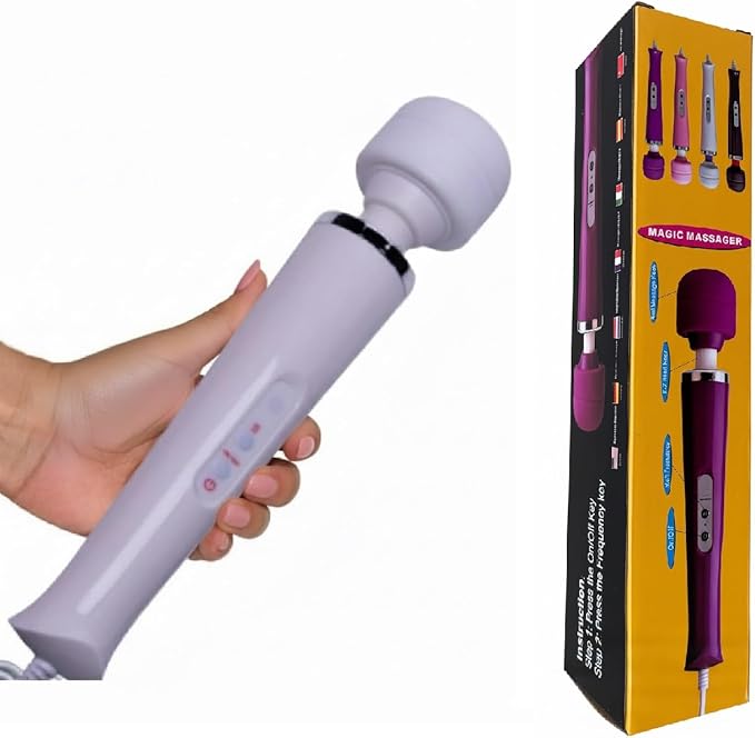 Vibrating Massager Big Tool Deep Tissue Full Body Massager for Muscle Relief Back Neck Hand Foot Leg Arm Massage Powerful Handheld Tool for Women Muti Speeds (White)