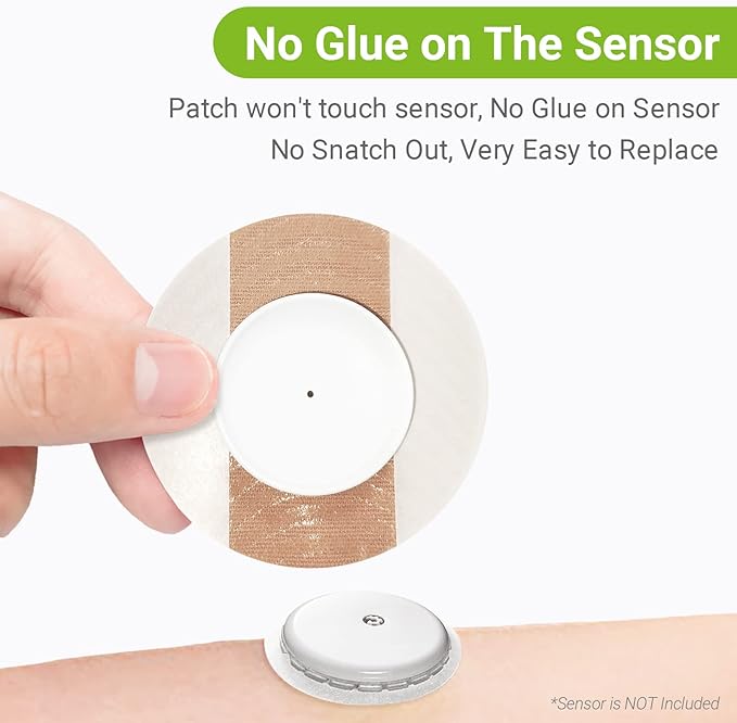 Libre 2 Sensor Covers, 25 Pack Freestyle Libre 2 & Lingo CGM Waterproof Patches, with Protective Hard Shell Cover, Against Bumps and Scratches, Breathable and Hypoallergenic(TAN)