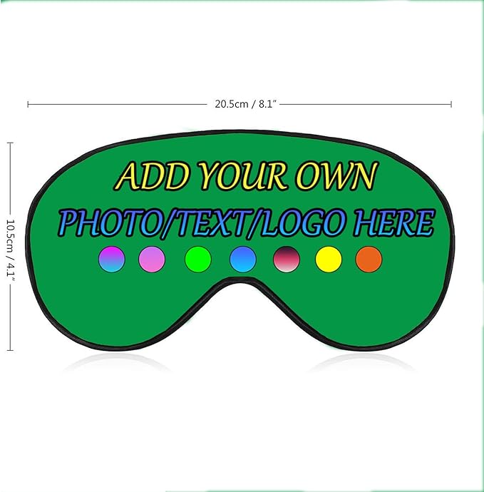 Personalized Eye Mask, Custom Eyeshade Blindfold Add Your Design Image Text Customized Eye Cover with Adjustable Strap for Sleeping Travel Work Naps Blocks Light, Green