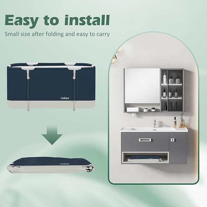 STARBRILLIANT Portable Foldable Bathtub,Soaking Standing Bath Tub for Shower Stall, Easy to Assemble Collapsible Bathtub, Suitable for Travel, Camping and Outdoor Activities (Relax, 45inch)